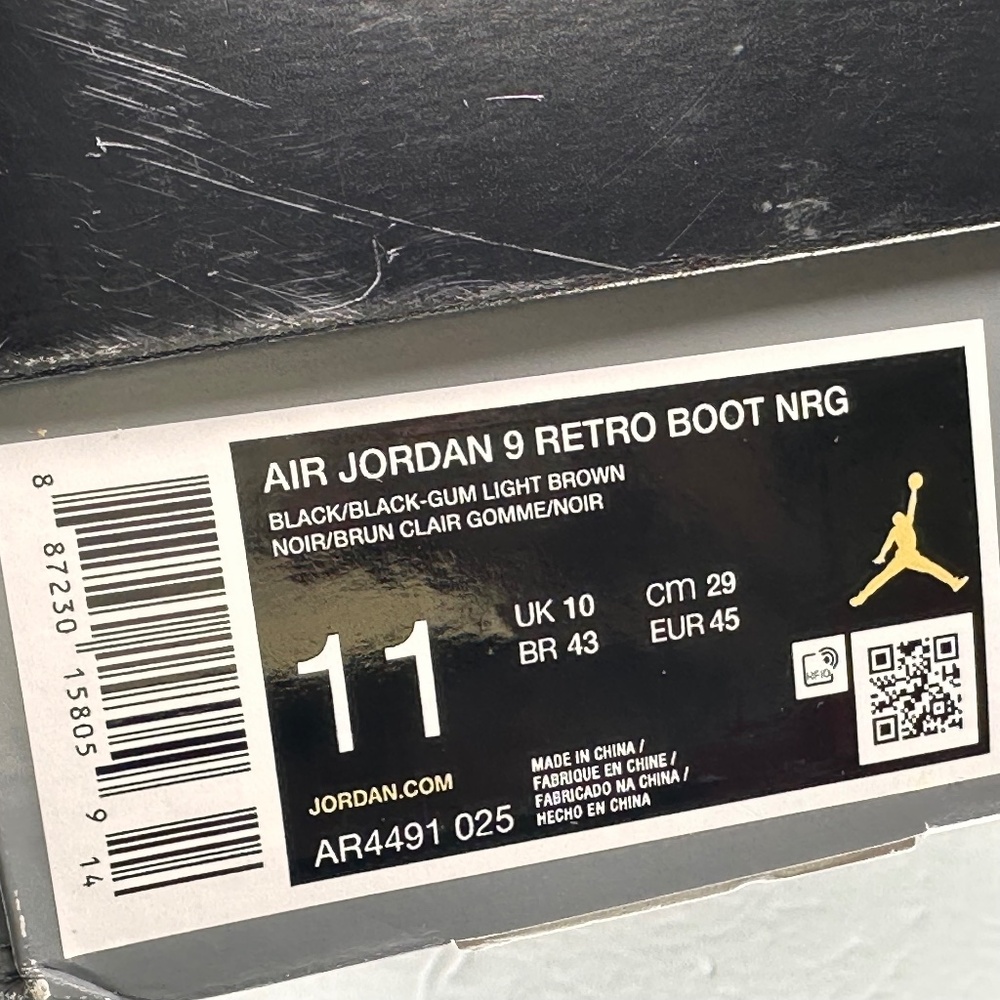 Nike Air Jordan 9 Retro Boots Shoes - Black/ Gum Light Brown (AR4491-025) New - Picture 13 of 13